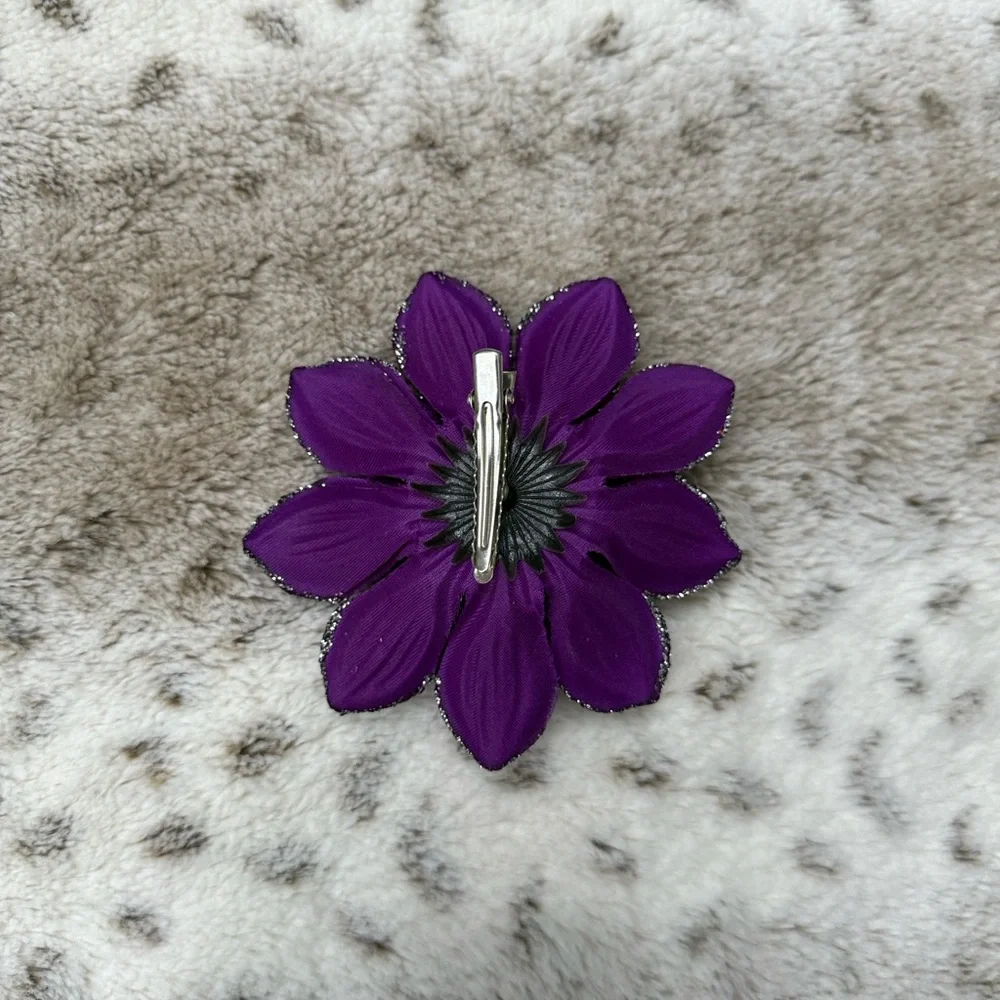 Purple sugar skull floral hair clip Halloween Dia De Los Muertos Day of the Dead